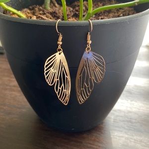 Gold Butterfly Dangle Earrings